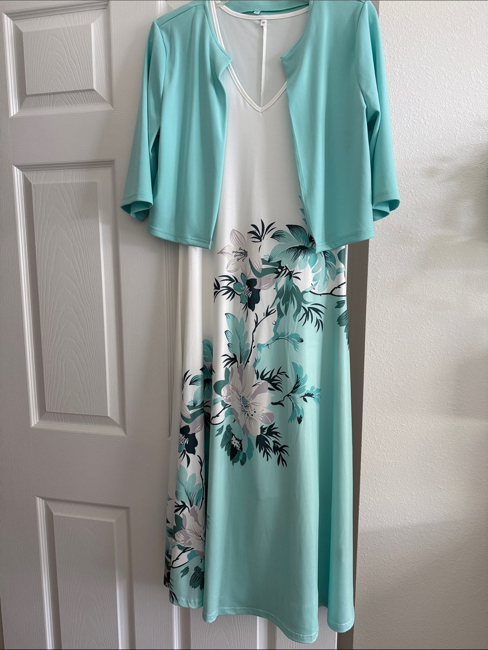 NEW Mint Floral Print Women's Dress with Coordinating Bolero. M